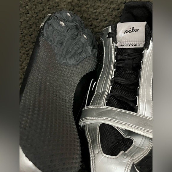 Nike Bowerman Men's Track & Field Shoes Black/Silver, Adjustable Velcro; Size 10 - Picture 8 of 15